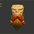 Detailed Fierce 3D Head Sculpture With Red Beard And Yellow Decorations