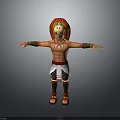 Tribal Character With Feather Headdress Painted Body And Arms Outstretched In Traditional Attire