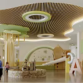 Playful Kindergarten Interior With Large Tree Structure Slide And Letter Decorations For Kids