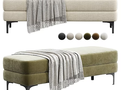Modern Soft Fabric Sofa Bench With Decorative Blanket And Multiple Color Choices 3d model