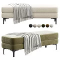 Modern Soft Fabric Sofa Bench With Decorative Blanket And Multiple Color Choices 3d model
