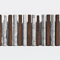 Modern Gray Concrete and Brown Wooden Pillars Arranged in a Row for Interior Decorative Design