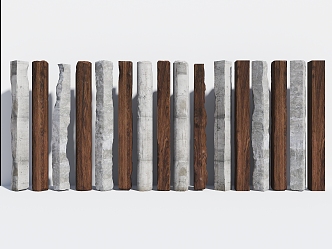 Damaged cement column old column modern cement column cement column concrete column cement component old wood old wood rotten wood Chinese style wooden column 3d model