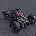 Modern Three Wheeled Motorcycle With Black and Red Sporty Exterior Design