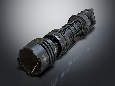 Tactical Black LED Flashlight With Industrial Design And Durable Heavy Duty Build 3d model
