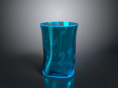 Blue Transparent Glass Cup With Curved Design For Daily Home Use 3d model