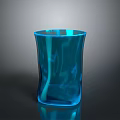 Blue Transparent Glass Cup With Curved Design For Daily Home Use