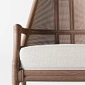 Modern Leisure Chair With Wooden Frame Woven Backrest And Padded Seat
