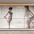 Fitness Billboard Featuring Two Women Stretching in Gym Environment with Multi Panel Design