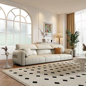 French Cream Style Home Living Room Cream Home Living Room Multi-Person Sofa 3d model