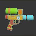 Colorful Toy Weapon With Green Orange Yellow Red Blue And Dolphin Logo Design