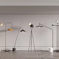 Modern Floor Lamps With Various Designs And Metal Frames For Interior Decoration 3d model