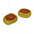 Two Baked Pastry Snacks With Yellow Exterior Red Interior And Cracked Surface
