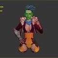 Cyberpunk Style Female Character With Purple Hair And Mechanical Arm