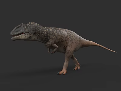 Reptile Dinosaur 3D Model With Spotted Skin In Standing Posture On Dark Background 3d model