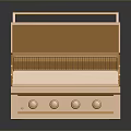 Modern Golden Kitchen Grill Appliance With Lid Control Knobs And Cooking Grate