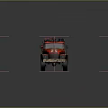 Red Vintage Fire Truck With Roof Ladder And Multi Wheel Design On Dark Reflective Background
