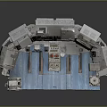 Detailed Water Vessel Cockpit Interior Model With Control Consoles And Instrument Panels