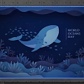 World Oceans Day Underwater Scene With Whale Fish And Coral Reef