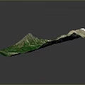 Natural Mountain Landscape With 3D Terrain Green Vegetation And Rolling Hills