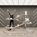 Modern Sneakers Store With Mannequin Display Sneakers On Staircase Rack And World 99 Logo