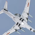 Silver Gray Military Fighter Jet Flying with Four Engines and Dome Radar on Top
