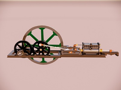 cylinder horizontal non-reversible mill steam machine 3d model