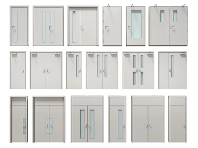 Various Types of Interior Doors with Glass Panels and Different Designs 3d model