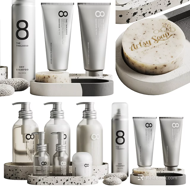 Minimalist Bath Products Featuring Artisan Soap Bottles Tubes And Natural Design 3d model 
