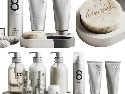 Minimalist Bath Products Featuring Artisan Soap Bottles Tubes And Natural Design 3d model