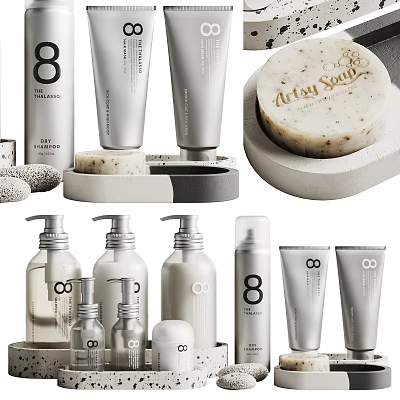 Minimalist Bath Products Featuring Artisan Soap Bottles Tubes And Natural Design 3d model