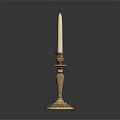 Brass Lighting Combination With Decorative Candlestick And White Candle Classic Design Features