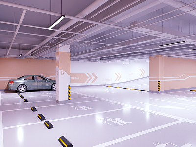 Modern Parking Underground Garage 3d model