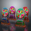 Colorful Casino Roulette Gaming Machines With Bright Wheels And Control Panels