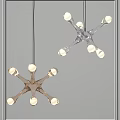 Modern Multi Arm Metallic Chandelier With Bright Bulbs On Grey Background 3d model