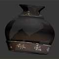 Vintage Home Decor Furniture Brown Ceramic Vase With Gold Floral Patterns