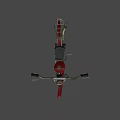 Red Motorcycle With Headlight Black Seat Silver Engine And Exhaust Pipe 3d model