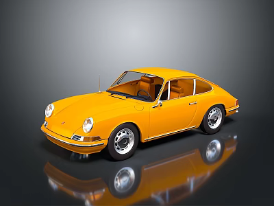 Yellow Vintage Sports Car With Sleek Design Shiny Exterior And Chrome Wheels 3d model