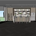 Modern Wine Cellar Interior Design With Marble Bar Counter Decorative Wall And Lighting