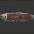 Red Tugboat Watercraft with Deck Equipment Lifebuoys Antennas and Railings