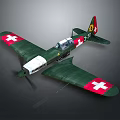Vintage Green Military Airplane With Red Cross Markings On Wings And Fuselage Design