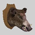 Lifelike Wild Boar Head Animal Wall Decor With Wooden Background Design