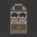 Antique Ornate Birdcage Structure With Metal Frame Glass Panels And Carved Wooden Base