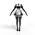 Detailed Maid Outfit 3D Character Model With Apron Black Stockings And Heels