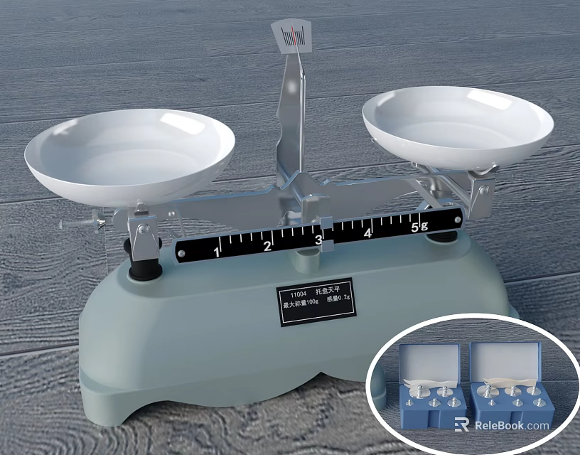 Commercial Balance Scale With White Trays Light Blue Base And Weighing Scale 3d model 