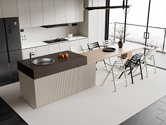 Modern Western Kitchen Bar Nakajima Dining Table and Chair Dining Island Table 3d model