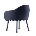 Modern Navy Blue Leisure Chair with Upholstered Fabric Armrests and Sturdy Metal Legs