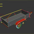 Red Utility Trailer With Gray Flatbed Frame Wheels And Hitch Design 3d model