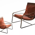 Modern Leisure Chairs With Metal Frame And Velvet Brown Cushions In Two Sizes
