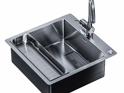 Modern Stainless Steel Single Bowl Kitchen Sink With Faucet And Drainer 3d model